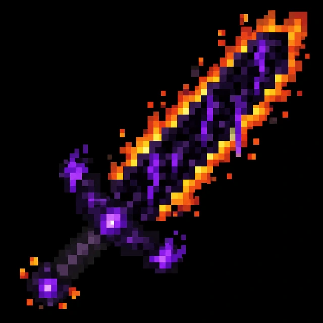 Custom purple and ember Minecraft sword